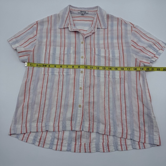 Madewell Women’s Beachside Striped Cotton Blend Cropped Button-Up Shirt XXS Blue - Picture 7 of 15